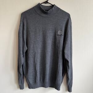 Jack Nicklaus Merino Wool Sweater Pullover Mock Neck Sleeve Grey Colleton River